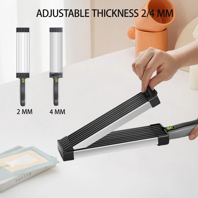 Cyanslen Fresh Meat Slicer, Thickness Adjustable Stainless Steel Kitchen Cleaver Knife Set, Manual Fresh Meat Cutter Jerky Slicer For Beef Pork, Cooking BBQ Hot Pot (Gray) - Image 2